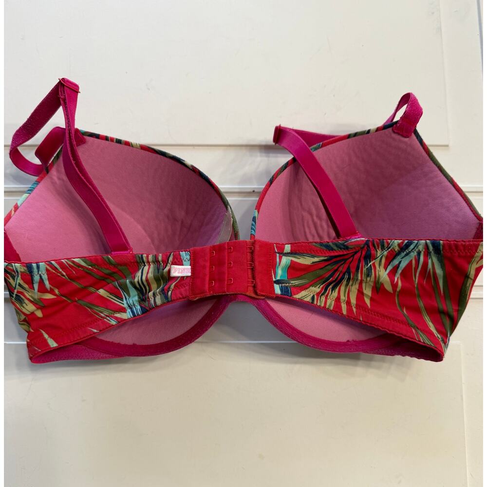 Victorias Secret Womens Sz 36DD Red Tropical Wear Everywear Super Push Up Bra - Picture 3 of 5